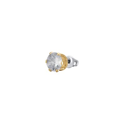 Luca Barra Mono Orecchino Acciaio Gold Zircone Bianco 5 mm