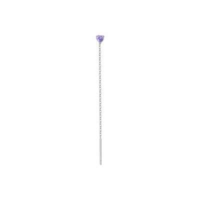 Luca Barra Mono Orecchino Acciaio Cristallo Viola 3 mm