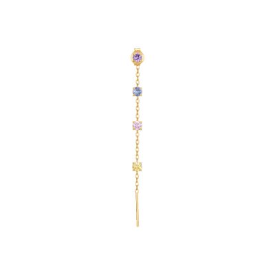 Luca Barra Mono Orecchino Acciaio Gold Cristalli Multicolor