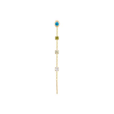 Luca Barra Mono Orecchino Acciaio Gold Cristalli Multicolor