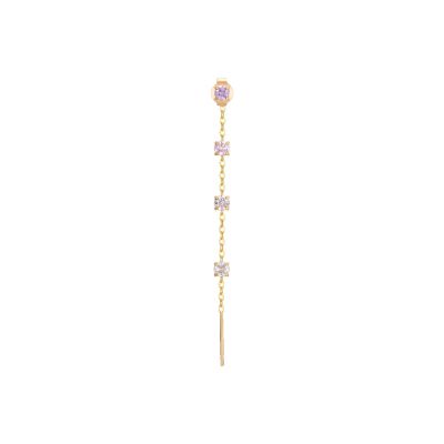 Luca Barra Mono Orecchino Acciaio Gold Cristalli Multicolor