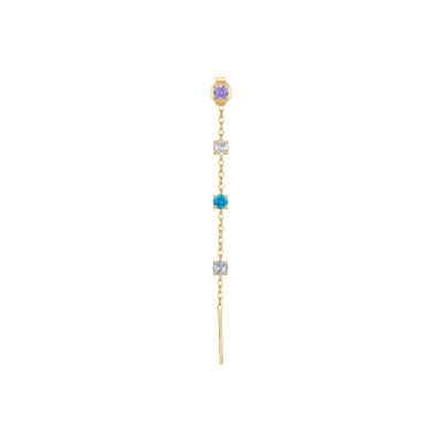 Luca Barra Mono Orecchino Acciaio Gold Cristalli Multicolor
