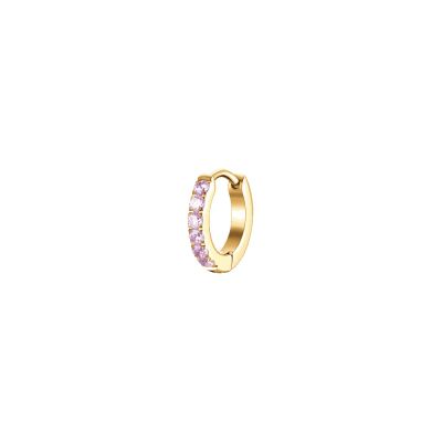 Luca Barra Mono Cerchio Acciaio Gold Zirconi Rosa