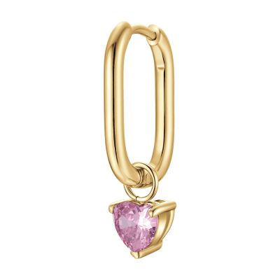 Luca Barra Mono Orecchino Gold Zircone Rosa
