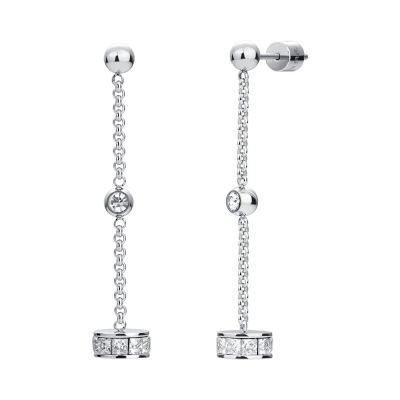 Luca Barra Orecchini Acciaio Elemento Zirconi Bianchi