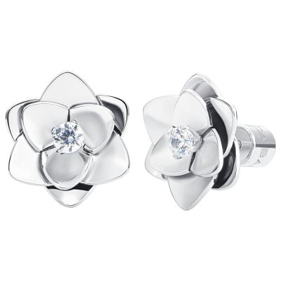 Luca Barra Orecchini Acciaio Fiore con Zircone Bianco