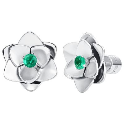 Luca Barra Orecchini Acciaio Fiore con Zircone Verde