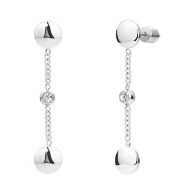 Luca Barra Orecchini Elementi Acciaio e Zirconi Bianchi