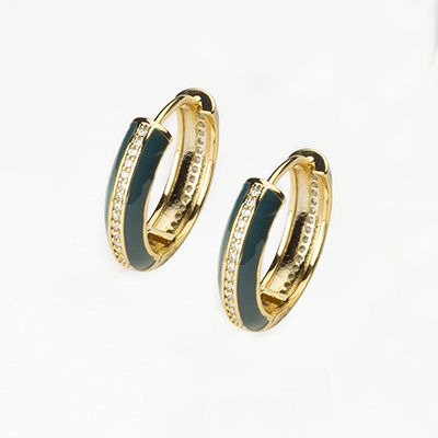 Barbieri Orecchini Metallo Dorato Lacca Ottanio e Zirconi