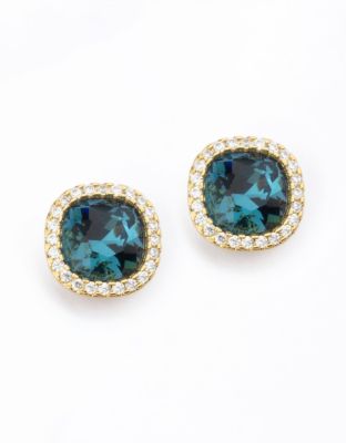 Barbieri Orecchini Metallo Dorato Cristallo Blu