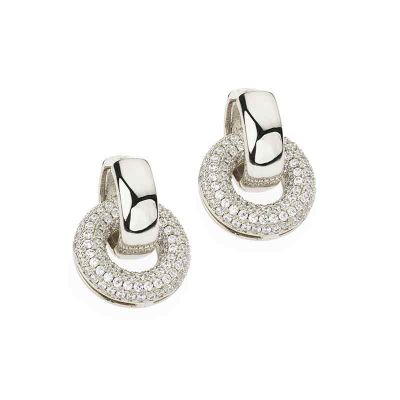 Barbieri Orecchini Metallo Rodiato Tondo Zirconato