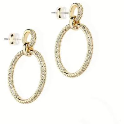 Barbieri Orecchini Metallo Dorato Tondo Zirconato