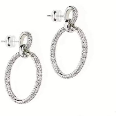 Barbieri Orecchini Metallo Rodiato Tondo Zirconato