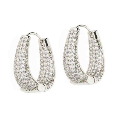 Barbieri Orecchini Metallo Rodiato Goccia Zirconata