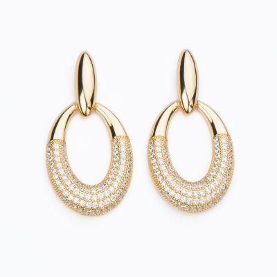 Barbieri Orecchini Metallo Dorato Ovale Zirconato