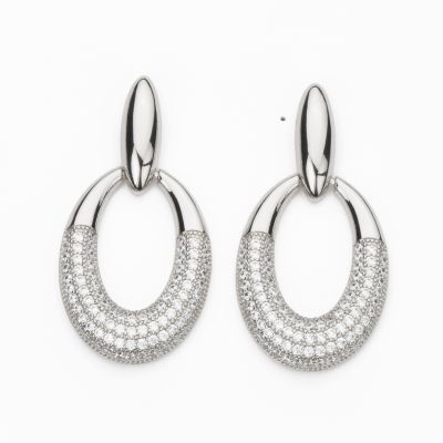 Barbieri Orecchini Metallo Ovale Zirconato