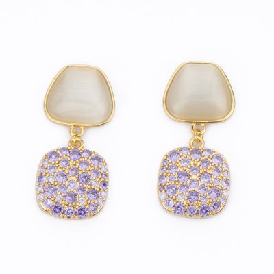 Barbieri Orecchini Metallo Dorato Cristalli e Zirconi