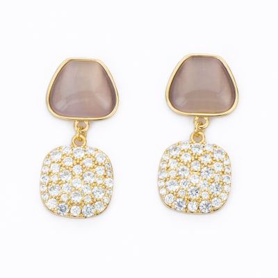 Barbieri Orecchini Metallo Dorato Cristalli e Zirconi