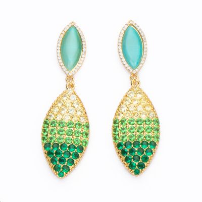 Barbieri Orecchini Metallo Dorato Pietra e Zirconi