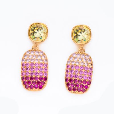 Barbieri Orecchini Metallo Dorato Cristallo e Zirconi