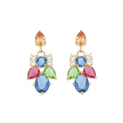 Barbieri Orecchini Metallo Dorato Cristalli Multicolor