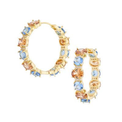 Barbieri Cerchi Metallo Dorato Cristalli Zaffiro e Topazio