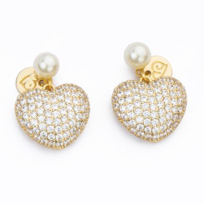 Barbieri Orecchini Metallo Dorato Perla e Cuore