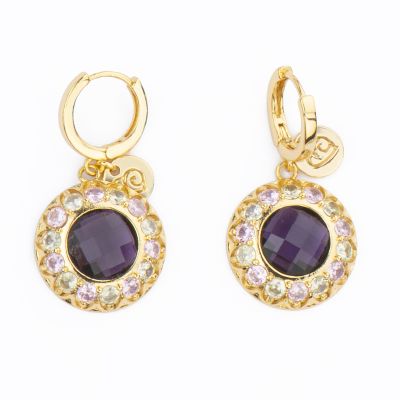 Barbieri Orecchini Metallo Dorato Cristalli e Zirconi