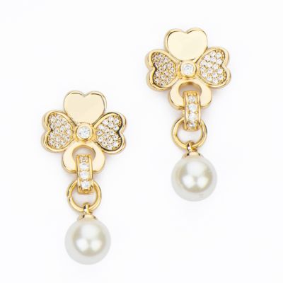 Barbieri Orecchini Metallo Gold Perla e Quadrifoglio