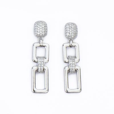 Barbieri Orecchini Metallo Rodiato con Zirconi