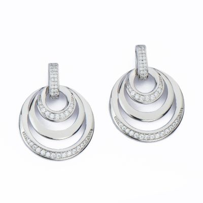 Barbieri Orecchini Metallo Rodiato Cerchi con Zirconi