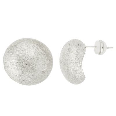 Barbieri Orecchini Bottone Metallo Rodiato Spazzolato
