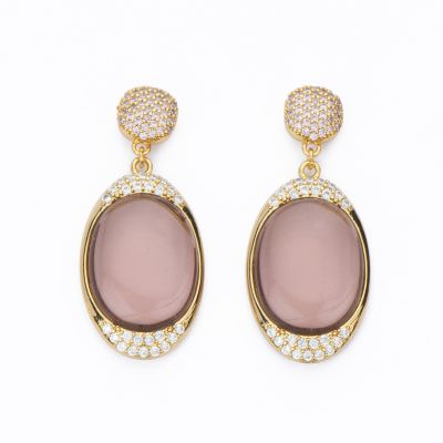 Barbieri Orecchini Metallo Dorato Cristalli e Zirconi