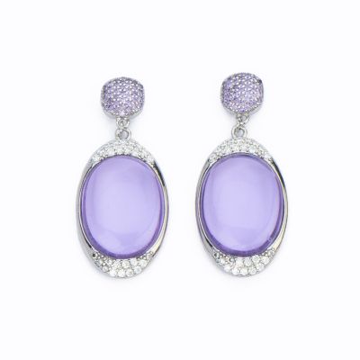 Barbieri Orecchini Metallo Rodiato Cristalli e Zirconi