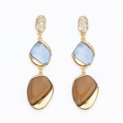 Barbieri Orecchini Metallo Dorato Cristalli e Zirconi