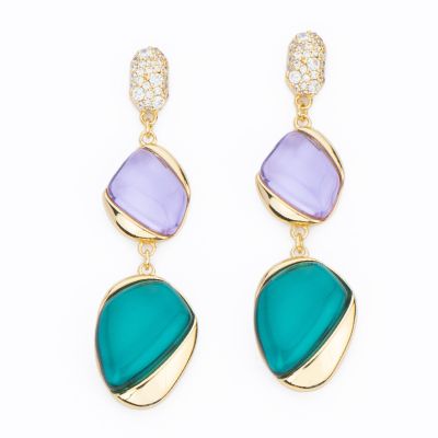 Barbieri Orecchini Metallo Dorato Cristalli e Zirconi