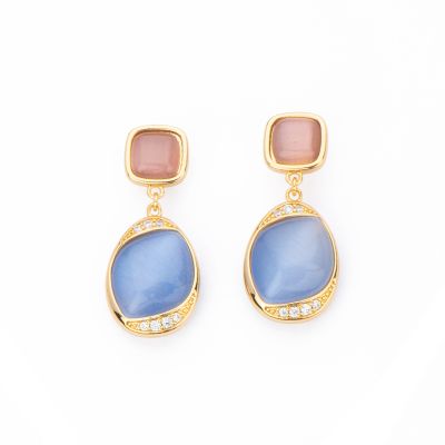 Barbieri Orecchini Metallo Gold Intarsio Blu