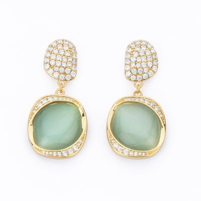 Barbieri Orecchini Metallo Dorato Cristalli e Zirconi