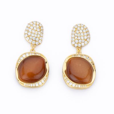 Barbieri Orecchini Metallo Dorato Cristalli e Zirconi