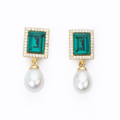 Barbieri Orecchini Metallo Dorato Perle e Cristalli