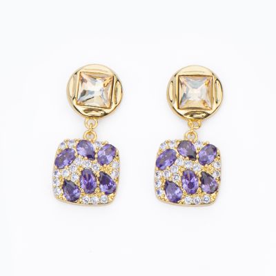 Barbieri Orecchini Metallo Dorato Cristalli e Zirconi