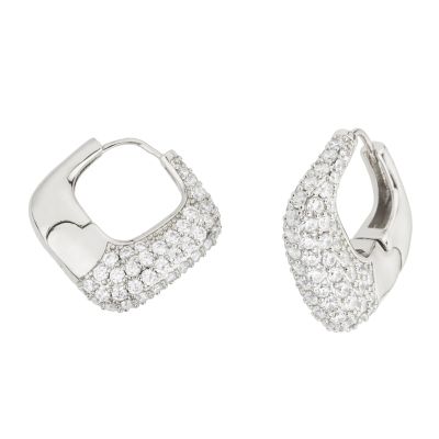 Barbieri Orecchini Rombo Metallo Rodiato con Zirconi