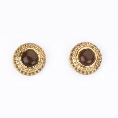 Barbieri Orecchini Metallo Dorato Cristallo e Zirconi