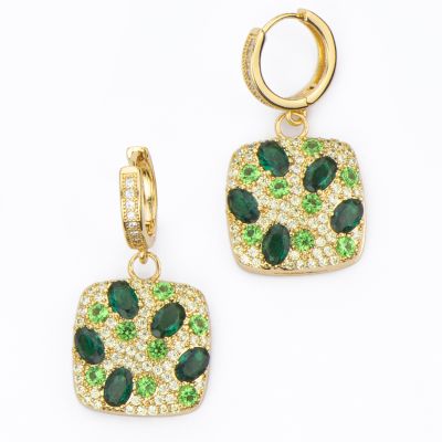 Barbieri Cerchi Metallo Dorato Pendente Quadrato Zirconato