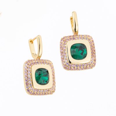 Barbieri Orecchini Metallo Dorato Cristallo e Zirconi