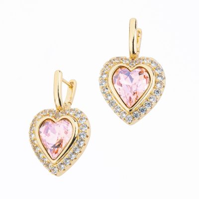 Barbieri Orecchini Metallo Dorato Cuore Rosa