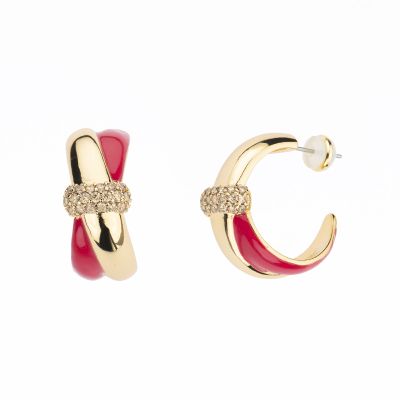 Barbieri Orecchini Metallo Dorato Smalto e Zirconi