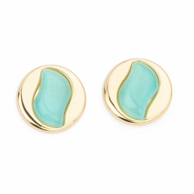 Barbieri Orecchini Metallo Gold Cat Eye Acquamarina