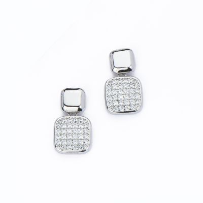 Barbieri Orecchini Metallo e Zirconi Bianchi
