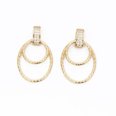 Barbieri Orecchini Metallo Gold e Zirconi Bianchi